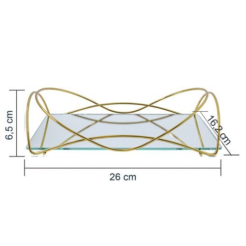 Bandeja Espelhada Isabela 15 X 25 cm Dourada Hara - 3