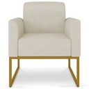 Ver imagem 5 de Kit 2 Poltronas Decorativas Isabella Base Industrial Linho Bege/dourado Gran Belo