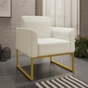 Ver imagem 2 de Kit 2 Poltronas Decorativas Isabella Base Industrial Linho Bege/dourado Gran Belo