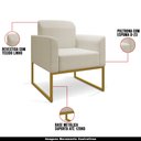 Ver imagem 4 de Kit 2 Poltronas Decorativas Isabella Base Industrial Linho Bege/dourado Gran Belo