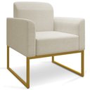 Ver imagem 6 de Kit 2 Poltronas Decorativas Isabella Base Industrial Linho Bege/dourado Gran Belo