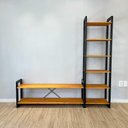 Ver imagem 1 de Rack para TV com Estante Slim Linea Madeira Pinus Carvalho e Preto Artfactory Design