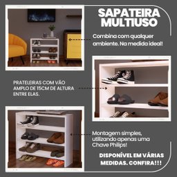 Sapateira Branco Mdf Chão 40cm Sapatos Organização Casa - 4