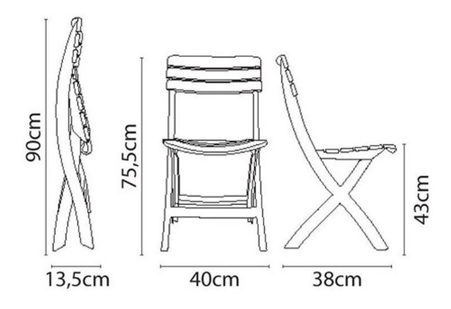 Cadeira Ripada Dobrável Diamantina Antares Branco Kit 04 Peças - 2