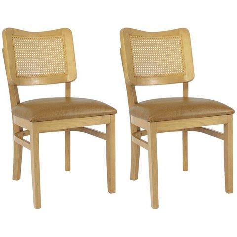 Kit 2 Cadeira Decorativa Canela Tela Tingida Pes Madeira Amendoa Nacc