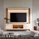 Ver imagem 3 de Estante Home Paris para TV Ate 75 Polegadas Nicho com LED - Off White-Amendoa - Edecasamoveis