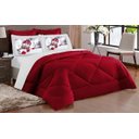 Ver imagem 1 de Kit EdredoM dupla face Casal Queen 05 Peças Vermelho com Branco - Natal