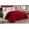 Kit EdredoM dupla face Casal Queen 05 Peças Vermelho com Branco - Natal - 1