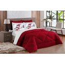 Ver imagem 3 de Kit EdredoM dupla face Casal Queen 05 Peças Vermelho com Branco - Natal