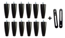 Ver imagem 1 de Kit 12 Pés para Cama Box ou Baú Juvene Preto 12cm com Regulagem + 2 Chapinhas de Unir Box