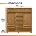Ver imagem 4 de Guarda Roupas Casal com Espelho 3 Portas 4 Gavetas Frisado Opala