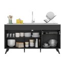 Ver imagem 3 de Balcão Cozinha Gabinete Pia 150Cm 3 Portas Mp2072.895 Preto