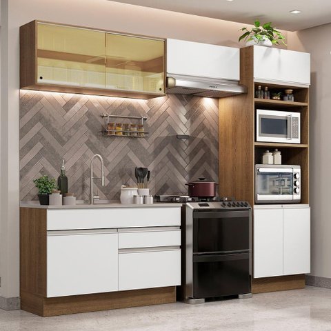 Cozinha Completa 270012 com Armário e Balcão Rustic/branco