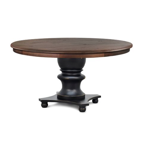 Mesa Redonda Madeira Base Preta Filomena Tampo Cor Canela 160cm - Iaza Móveis