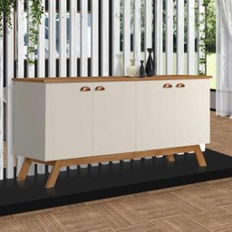 Buffet Aparador para Sala de Jantar Retrô Off-White Madeira - 1