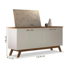 Buffet Aparador para Sala de Jantar Retrô Off-White Madeira - 2