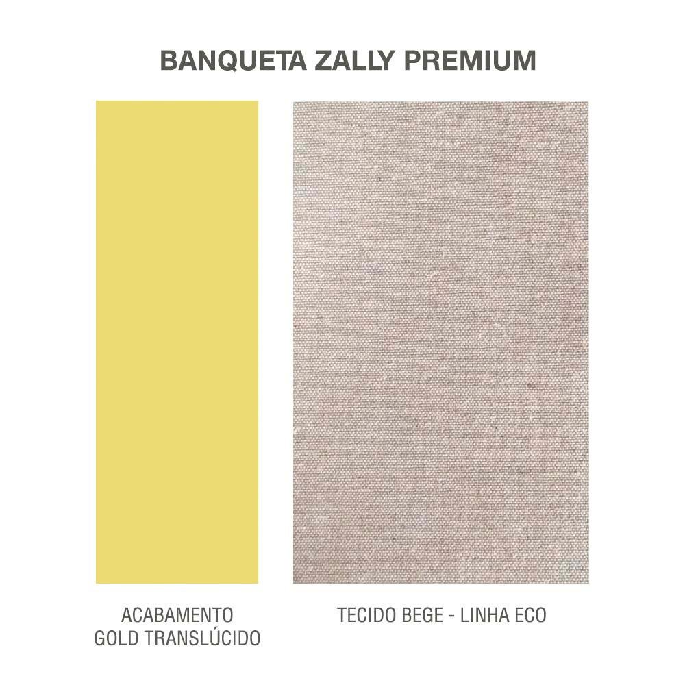 Banqueta Alta Zally Premium 85 cm Aço Inox Gold Tecido Linho Sustentável - 6