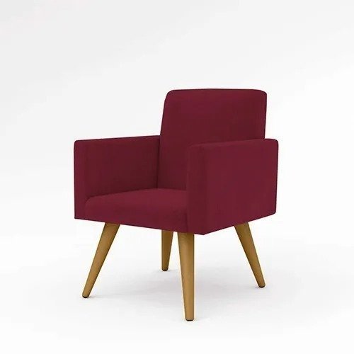 Poltrona Decorativa Nina Cadeira Escritório Recepção Suede Bordo - 1