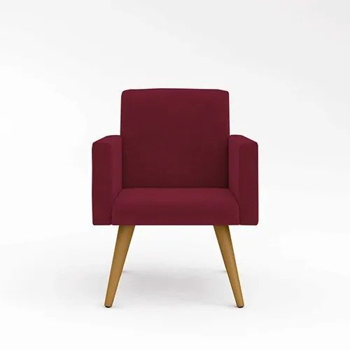 Poltrona Decorativa Nina Cadeira Escritório Recepção Suede Bordo - 2