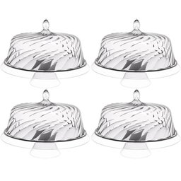 4 Boleiras com Cúpula e Pé 34cm Glassy Transparente Porta Bolo Tortas Doces Crippa - 1