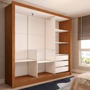 Ver imagem 5 de Guarda-roupa Casal Cali 3 Portas 3 Gavetas com Espelho Cinamomo/off White - Panorama Móveis
