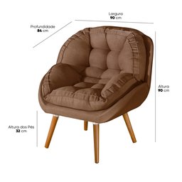 Conjunto Poltrona Linho Luxuosa + Puff Sênior Almofadada:terracota Linho - 4