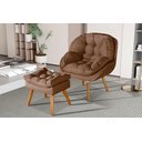 Ver imagem 1 de Conjunto Poltrona Linho Luxuosa + Puff Sênior Almofadada:terracota Linho