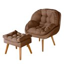 Ver imagem 3 de Conjunto Poltrona Linho Luxuosa + Puff Sênior Almofadada:terracota Linho