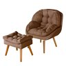 Conjunto Poltrona Linho Luxuosa + Puff Sênior Almofadada:terracota Linho - 3