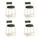Ver imagem 5 de Banqueta Cozinha Média com Encosto Industrial Champanhe Kit 4 Londres PU Verde D03 - D'Rossi