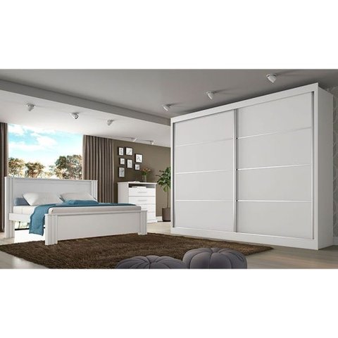 Guarda-roupa de Solteiro 2 Portas Verona Plus-made Marcs - Branco Acetinado