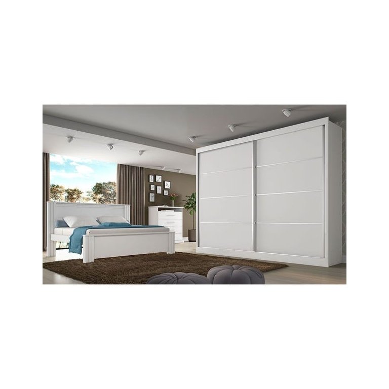 Guarda-roupa de Solteiro 2 Portas Verona Plus-made Marcs - Branco Acetinado