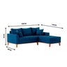 Sofá Beny com Chaise Direita, 2,00x1,40m, 3 Lugares, Linho, Base em Madeira. (azul) - 3