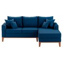 Ver imagem 2 de Sofá Beny com Chaise Direita, 2,00x1,40m, 3 Lugares, Linho, Base em Madeira. (azul)