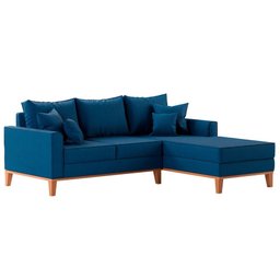 Sofá Beny com Chaise Direita, 2,00x1,40m, 3 Lugares, Linho, Base em Madeira. - 4 Sofá Beny com Chaise Direita, 2,00x1,40m, 3 Lugares, Linho, Base em Madeira. - 4