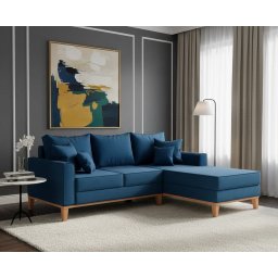 Sofá Beny com Chaise Direita, 2,00x1,40m, 3 Lugares, Linho, Base em Madeira. - 1 Sofá Beny com Chaise Direita, 2,00x1,40m, 3 Lugares, Linho, Base em Madeira. - 1