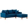 Sofá Beny com Chaise Direita, 2,00x1,40m, 3 Lugares, Linho, Base em Madeira. (azul) - 4
