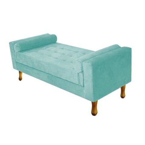Recamier Baú Félix Casal 1,40M Suede Azul Tiffany - Doce Sonho Móveis