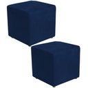 Ver imagem 1 de Kit 02 Puffs Quadrado L02 Decorativo Suede Azul Marinho - Lyam Decor
