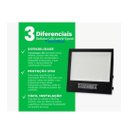 Ver imagem 2 de Refletor Holofote Slim Prova D'água 200w 6500k Preto Bivolt