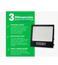 Ver imagem 2 de Refletor Holofote Slim Prova D'água 200w 6500k Preto Bivolt