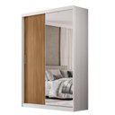 Ver imagem 1 de Guarda Roupa Casal Riva 2 Portas Deslizantes Flex Branco/amêndola Touch com Espelho - Demóbile