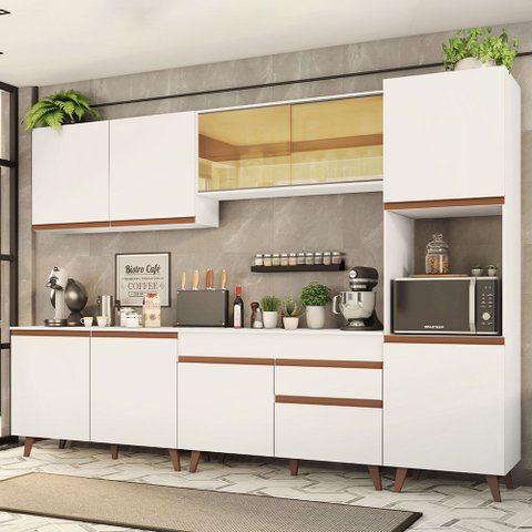 Cozinha Completa Madesa Reims 300001 com Armário e Balcão Branco Cor:Branco