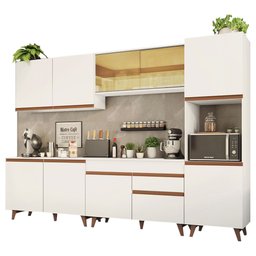 Cozinha Completa Madesa Reims 300001 com Armário e Balcão Branco Cor:Branco - 2