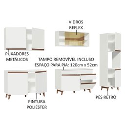 Cozinha Completa Madesa Reims 300001 com Armário e Balcão Branco Cor:Branco - 4