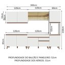Ver imagem 3 de Cozinha Completa Madesa Reims 300001 com Armário e Balcão Branco Cor:Branco