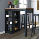 Ver imagem 2 de Bancada Ilha Cozinha 3 Prateleiras 90x60 Cm Cd1022 Dtall Preto Preto