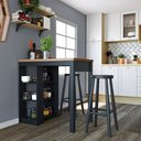Ver imagem 4 de Bancada Ilha Cozinha 3 Prateleiras 90x60 Cm Cd1022 Dtall Preto Preto