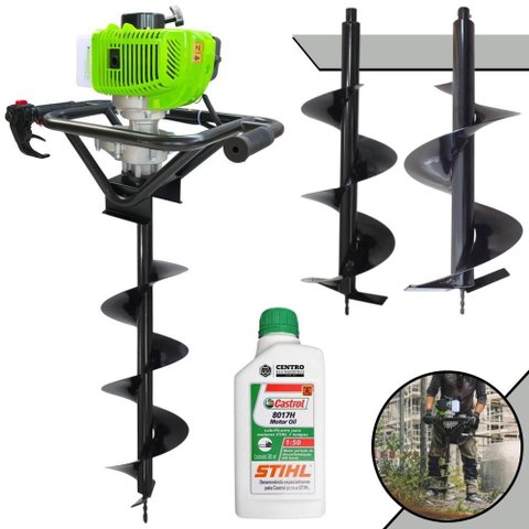 Perfurador Completo Menegotti Mps-52 52cc 1,8hp + Brocas 80x20 80x25 80x30 + Óleo Stihl 2t