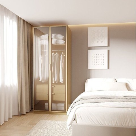 Guarda-Roupa Modular 80cm com Portas Reflecta e Gaveteiro Jade CabeCasa MadeiraOriginals